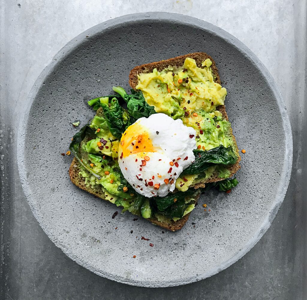 Weight loss breakfast idea 5: avocado on toast with poached egg.